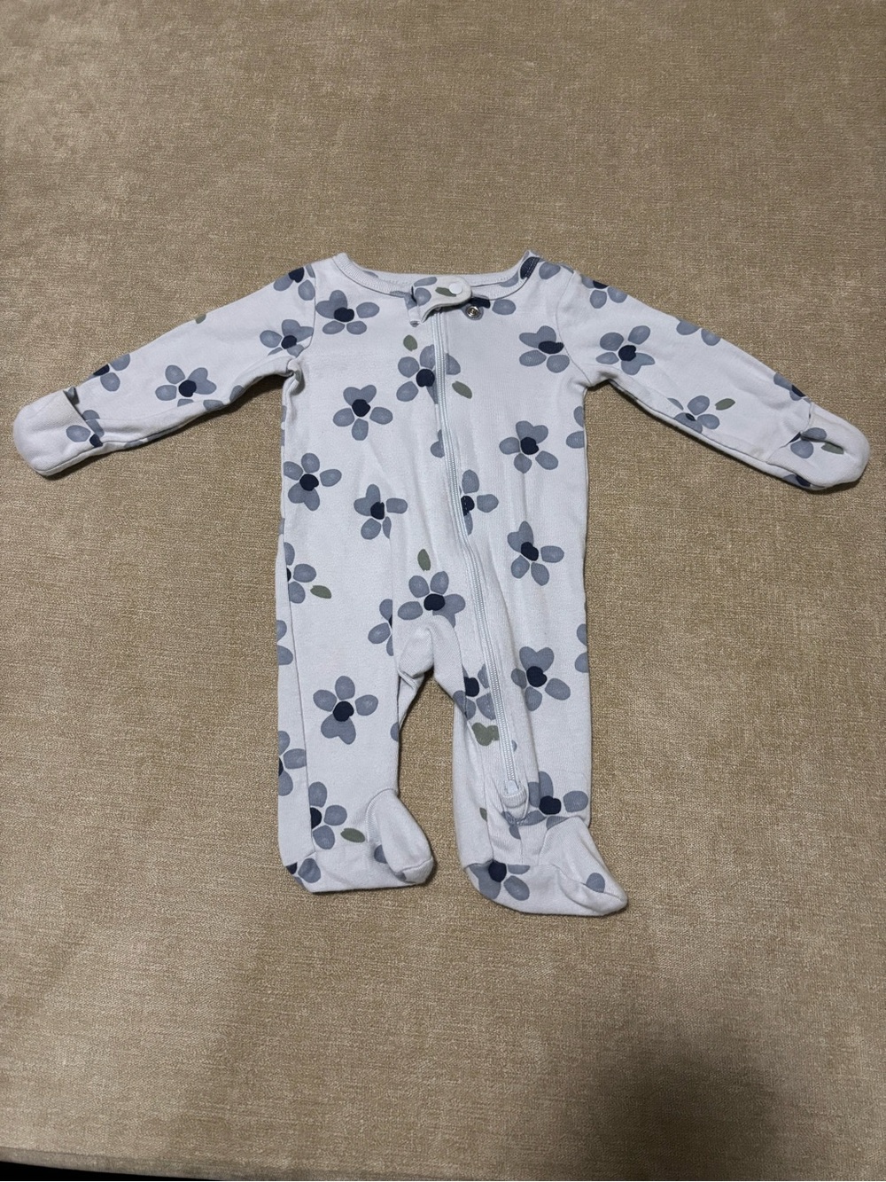 Carter's Blue Footed One-Piece with Navy Floral Print